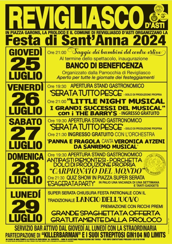 Revigliasco d'Asti Festa di Sant'Anna 2024